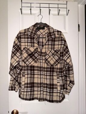 Oppermann Brown & Cream Plaid Zip Jacket